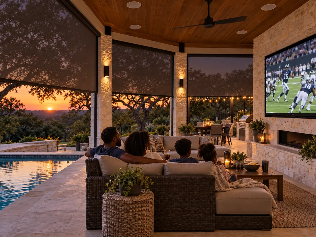 Outdoor TVs, projection and motorized screens